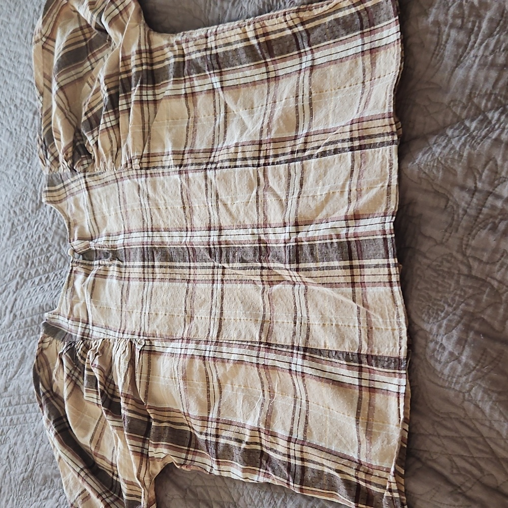 Inc International Concepts,Modern Outpost, Puffed Sleeve Plaid Top,NWT,Small